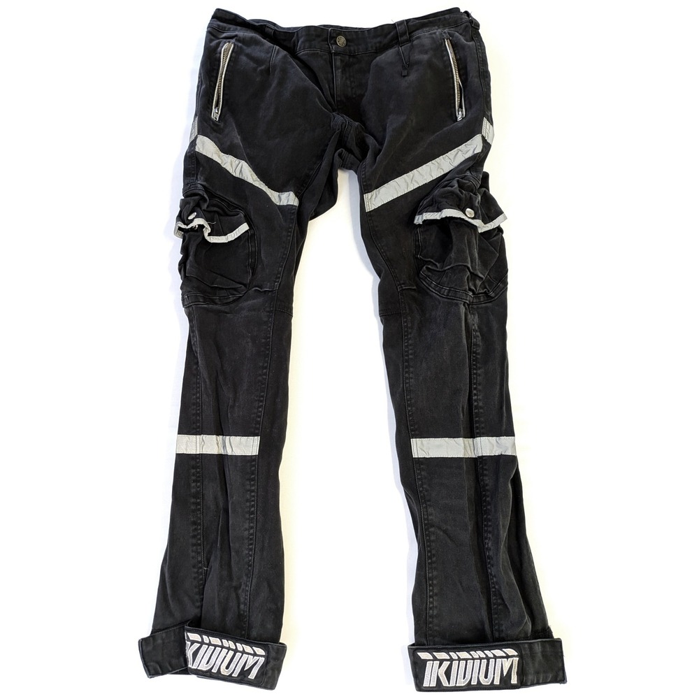 Iridium Mens Black Reflective Cargo Pants Techwear Streetwear Size L (34x31)
